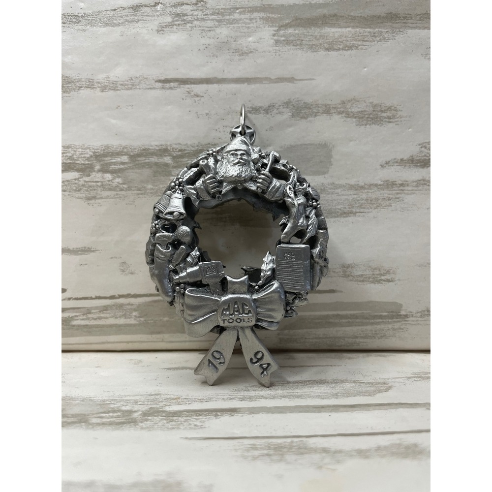 Vintage Mac Tools Wreath Ornament 1994 Metal Christmas Collectible Tree Decor